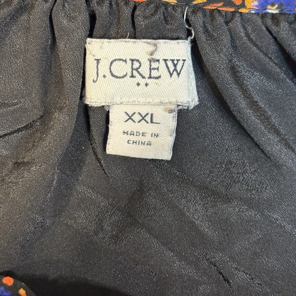 J.Crew Crinkle Peasant Top XXL Dark Floral Long Sleeve Cottagecore Romantic Boho - Picture 4 of 9